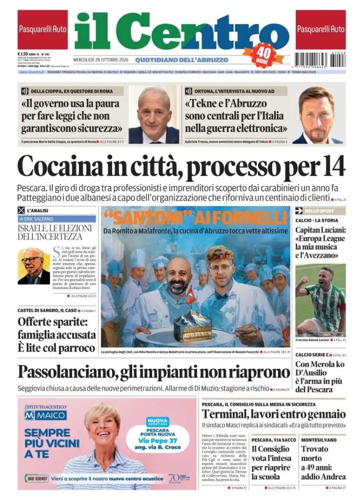 Prima-pagina-il centro-oggi-edizione-del-2026-10-28